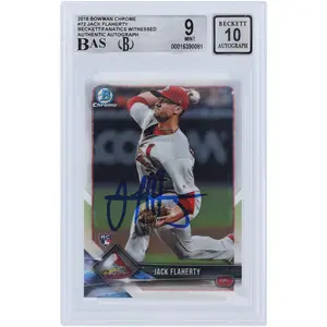 Jack Flaherty St. Louis Cardinals Autographed 2018 Bowman Chrome #72 Beckett Fanatics Witnessed Authenticated 9/10 Rookie Card - Fanatics Authentic Certified