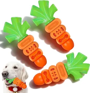 [Bacon flavor]Apasiri Aggressive Chewers Dog Chew Toy for Large Breed Dogs Indestructible Nylon Chew with Carrot Leaf Design Durable Dental Health Teeth Cleaning Mental Stimulation