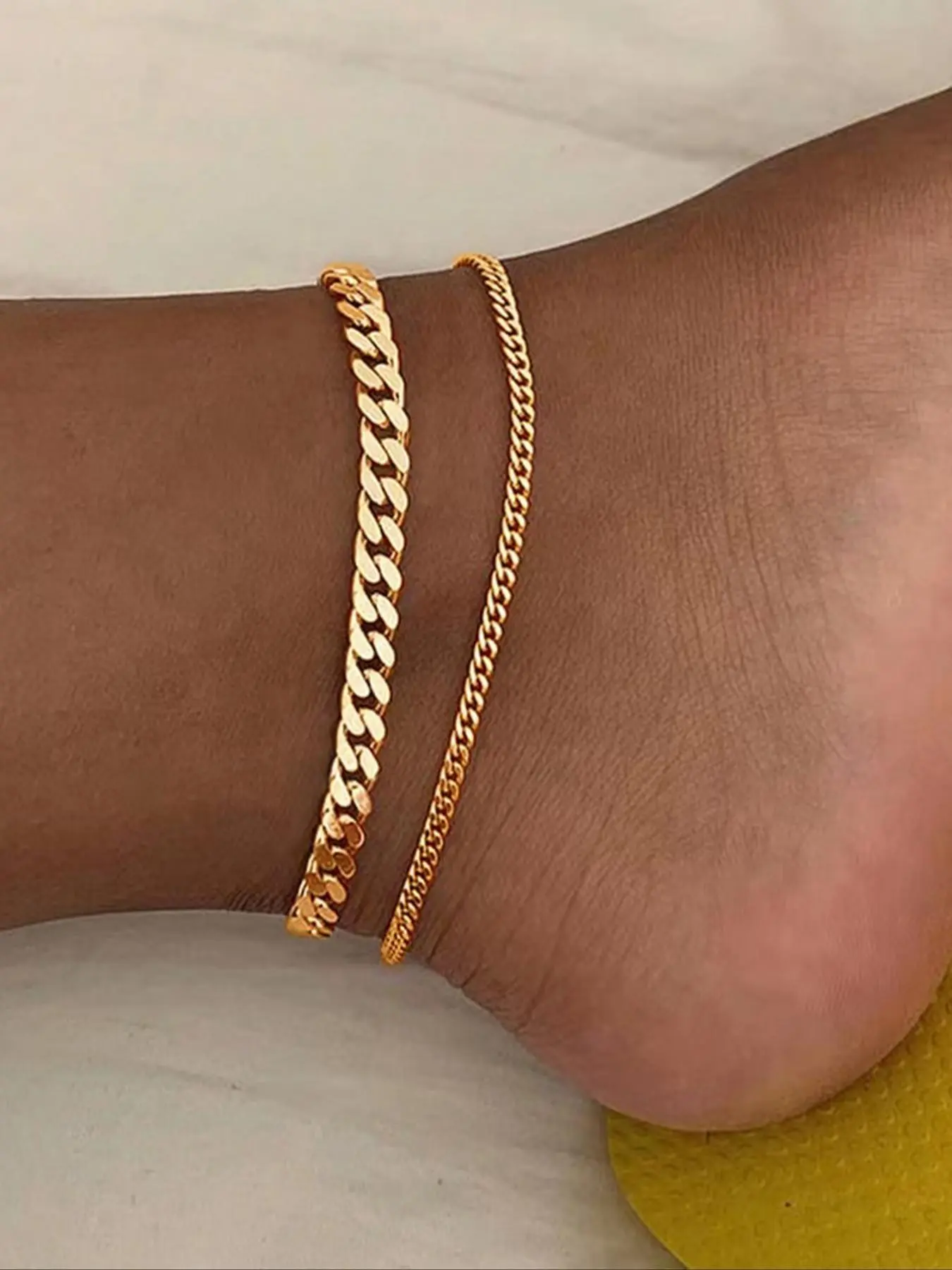 Stainless Steel Cuban Chain Anklet Set Foot Jewelry for Women, Durable Beach Jewelry, Wearable Jewelry, Fashionable Jewelry Accessories, Non Tarnish Jewelry, Perfect for Sports, Parties, Casual Wear