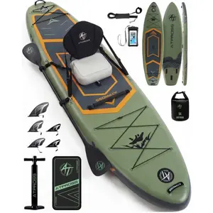 [Summervibes] Inflatable Water 12'×36" Extra-Wide Double-PVC Stand Up Paddle Board, 500LBS Capacity, Premium SUP with Kayak Seat, Non-Slip Stable Deck, Complete Accessories Kit with Backpack, Mother's Day Gift for Advanced Paddlers