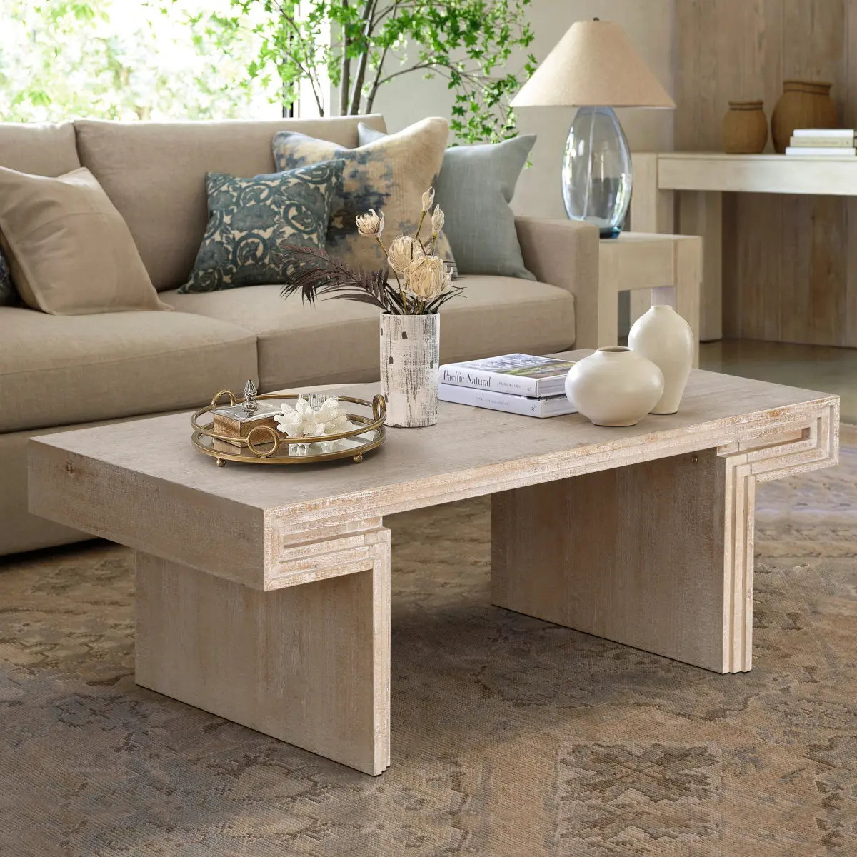 Coffee Table Rectangular Center Table American Vintage Industrial Coffee Table, Premium Reclaimed Wood Texture Rectangular Design, Easy Assembly for Living Room & Office, Antique  Natural