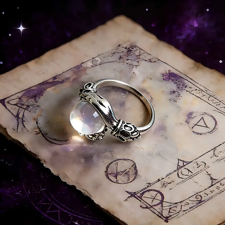 Witchy Vintage Guardian Crystal Ring - Adjustable (Fits 6-10) with Crystal Bead, Women's Pagan Fashion Accessory, Rings for Women, Mother's Day Gifts, 2026 Memorial Day Campaign Ready，mom gifts,anniversary gifts for her,birthday gifts for gf