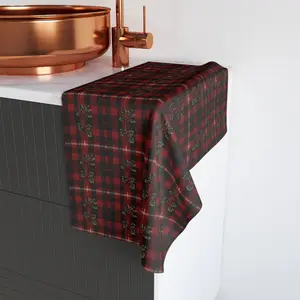 Plaid Hand Towel - Rustic Kitchen Decor, Farmhouse Style, Holiday Gift, Red and Black Checkered Towel, Cozy Bathroom Accent