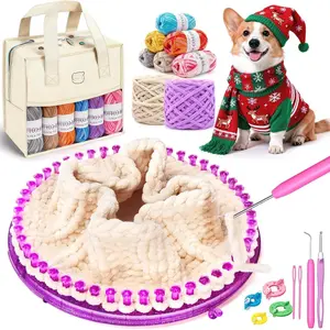 Weaving Loom Kit, Knit Hat Scarf Knitting Loom Kit, Includes Storage Bag, Binding , Yarn and Crochet Hooks,  for Making Scarves, Hats, DIY Craft Kit for Beginners