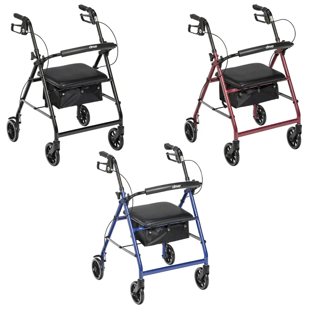 Drive DeVilbiss Healthcare Aluminum Rollator - 6" Casters, Medical Walking Assistance Equipment