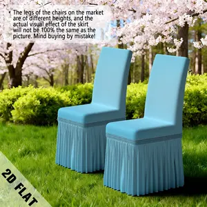 New 2D Flat polyester printed ruffled dining chair covers with stretch fabric, random patterns on ruffles. Ideal home textile decor for dining room, living room & kitchen. Easy to install, universal for all seasons.