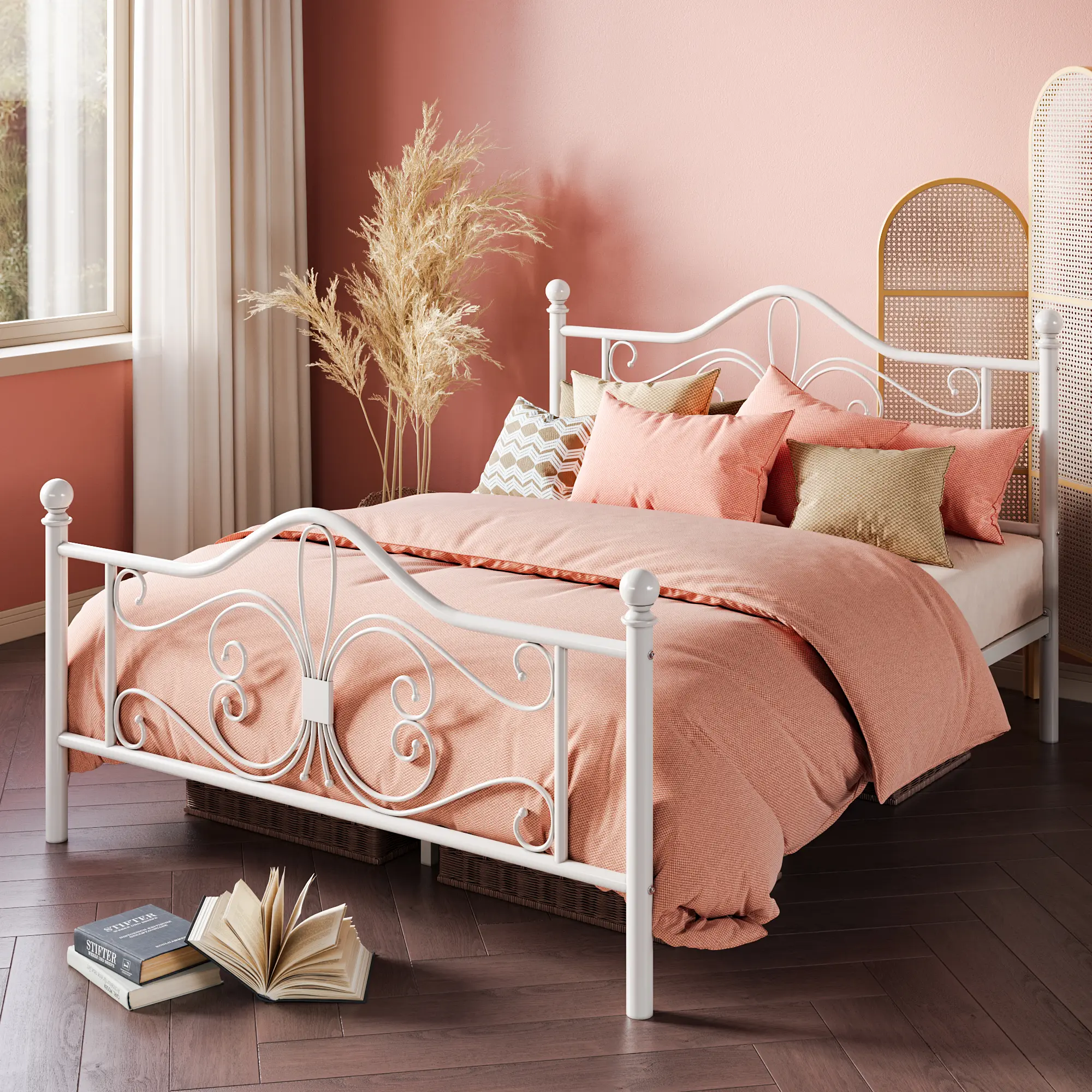 MUTICOR Twin/ Full/ Queen Platform Bed Frame, 【Frame Only No Mattress】Metal Bed Frame with Butterfly Pattern Design Headboard & Footboard, No Box Spring Needed, #TikTokShopDealsforYouDays#DealsforYouDays#Summervibes#Summergarden