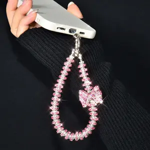 Luxury High-end Sparkling Rhinestone Bow Phone Hand Chain, Durable Short Wrist Lanyard with Gasket, Elegant Mobile Phone Case Accessory, Phone Wrist Strap, Phone Charms, Phone Chains