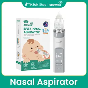 Grownsy Nasal Aspirator for Baby, Electric Nose Aspirator for Toddler, Baby Nose Sucker, Automatic Nose Cleaner with 3 Silicone Tips, Adjustable Suction Level, Music and Light Soothing Function