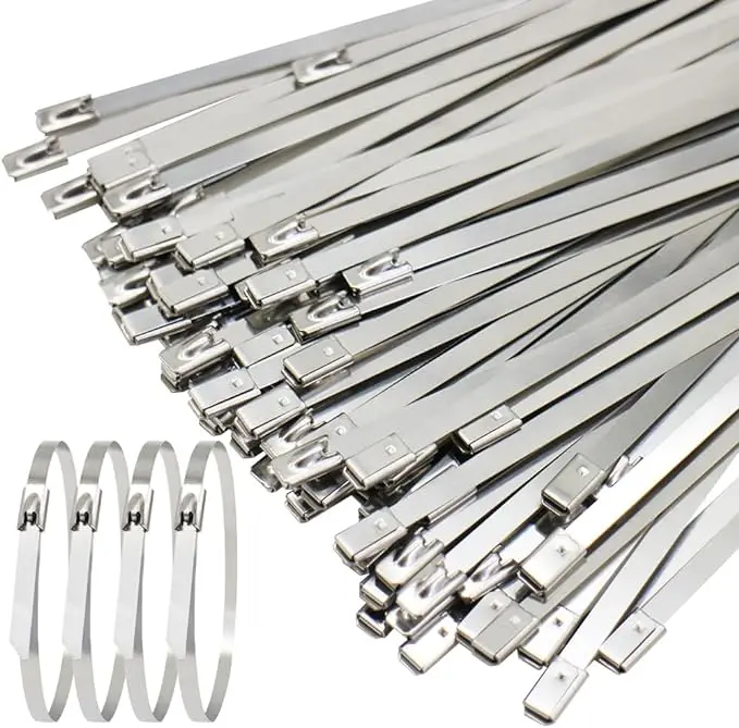 4.6 100pcs 304 Stainless Steel Cable Steel Cable Tie, Heavy Duty Self-Locking Cable Zip Tie Cable Twist Ties (Size: 4.6x250x100PCS) Buy 2 and get 1 free.