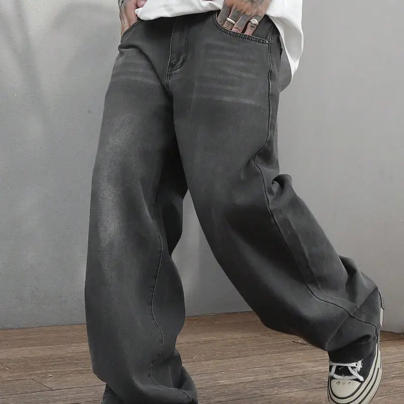 Men's Wide Leg Classic Barrel Denim Jeans, Loose Fitting Jeans, Loose Casual Comfy Durable Denim Trousers for Daily Wear, Fashion Men's Bottoms for All Seasons, Pants, Menswear, Garment