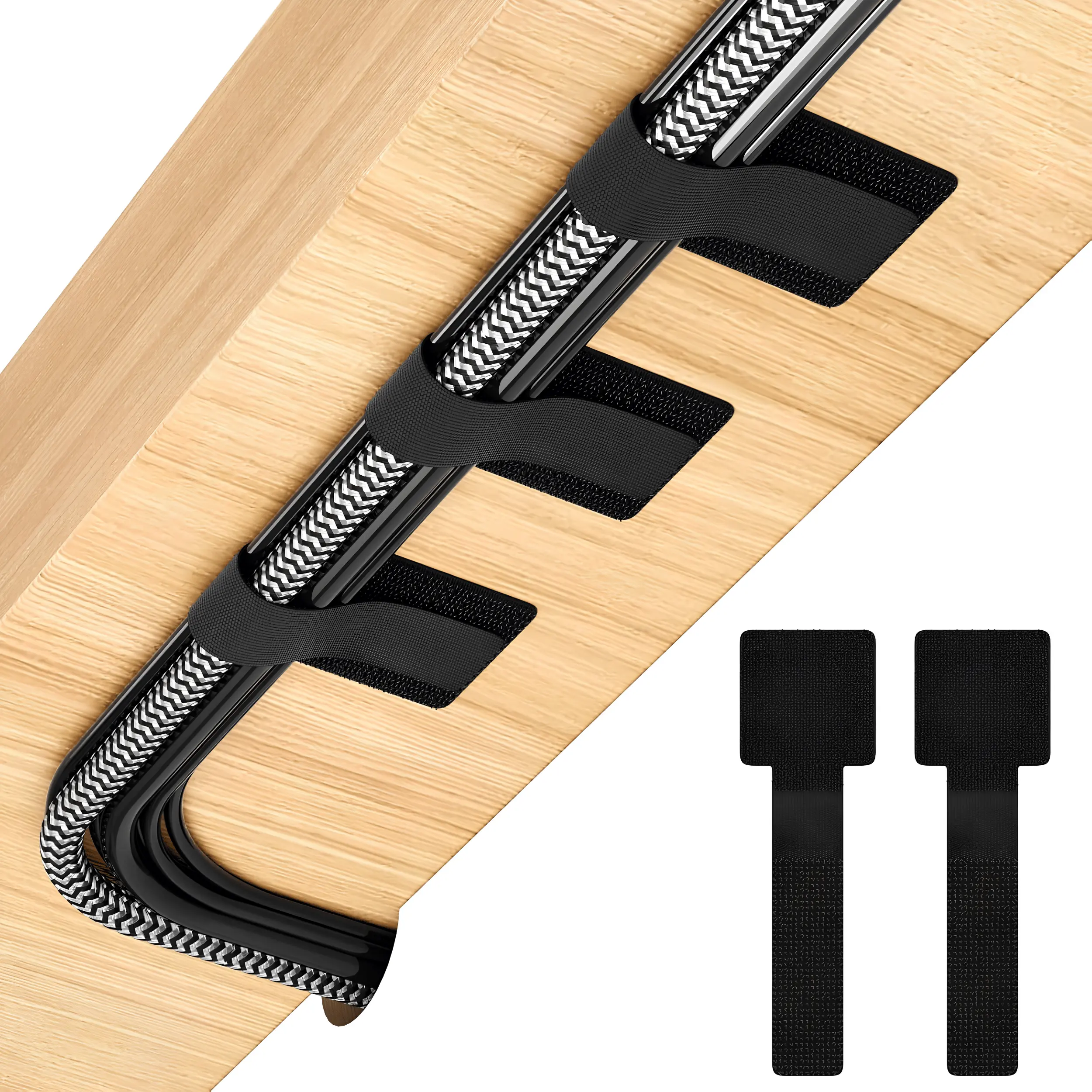 100 Pack Reusable Hook and Loop Cable Ties Adjustable Cable Management Straps for Cords, Wires & Chargers, Cord Organizer for Desk, Under Desk, PC, TV, Gaming Setup, Home, Office & Electronics, Black
