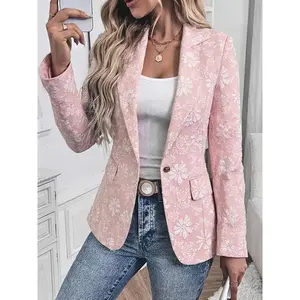 Elegant women’s jacquard jacket, single-button slim-fit commuter jacket, women’s multifunctional office jacket GARMENTARY