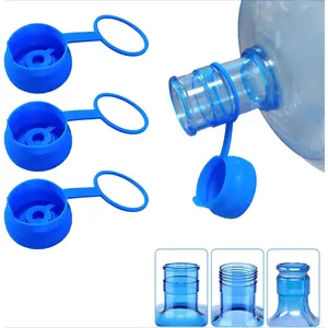 3 & 5 Gallon Water Jug Cap Reusable, Food Grade Silicone Replacement Gallon Caps for 55mm Standard/Screw/Crown Tops Water Bottle and Water Dispensers, Non-Spill Lids for Anti-Splash, Leak Free (3PCS)
