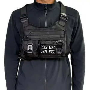 Outdoor Tactical Chest Bag for Men, Durable Sports Running Chest Pack with Hang Clip and Velcro Patches, Everyday Use, Versatile Bag