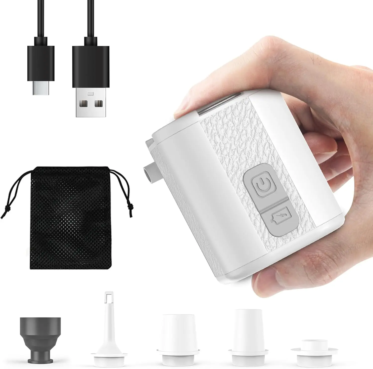 【Outdoor essential】Electric Pump,type-c charging，Portable，High Power Air Pump, 450LM-LED Light, 3.7V-1600 mAh , Electric Air Pump, Outdoor Mat,  Air Mat, Compression Bag, Float, Air Deflator, USB, Small, LED Lantern, Comes with 5 Types of Nozzles