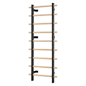 VEVOR Swedish Ladder Wall Gym,  , 9-Level Swedish Ladder Suspension Trainer, 330LBS Loading Solid Wood + Carbon Steel Gymnastics Stall Bars for Adult, Compatible with 3.15" x 3.15" Power Rack Accessories