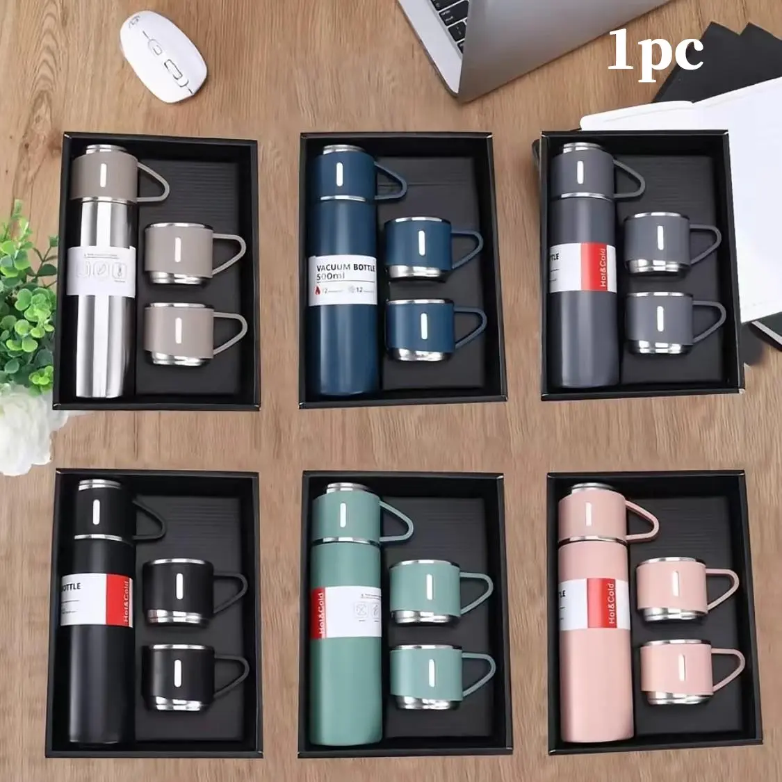 500ml Double Wall Leakproof Vacuum Flask Set, Traveler Tumbler, Stainless Steel Thermos, Insulated Water Bottles, Leak Proof BPA Free Insulated Bottle for Hot & Cold Drinks, Portable Travel Drinkware for Camping Picnic