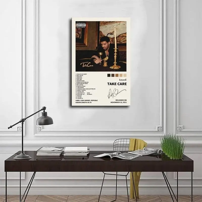 Drake Poster Take Care Music Album Cover Signed Limited Poster Canvas Poster Bedroom Decor Sports Landscape Office Room Decor Gift Decoration Print wall decor wall art posters Art Deco Style Artwork