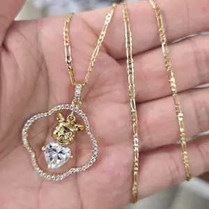 Neyla Cadena con Corazon Blanco Gold Plated Heart Pendant Necklace for Women