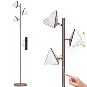 CuLiDing RGB Floor Lamp, 36W Stepless Dimmable LED Tall Standing Lamp with Touch and Remote Control, 4 Color Temperatures, 3 Rotatable Light