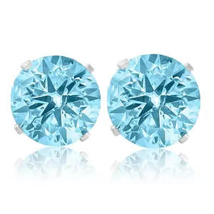 2ct Blue Moissanite Studs 14K White Gold Earrings
