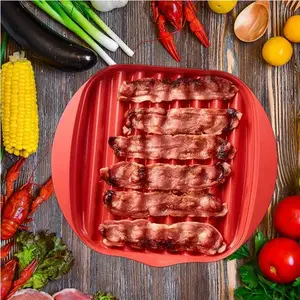 3pcs Microwave Bacon Cooker Grill Tray Microwavable Bacon Maker for Home Kitchen Cooking Durable Kitchenware