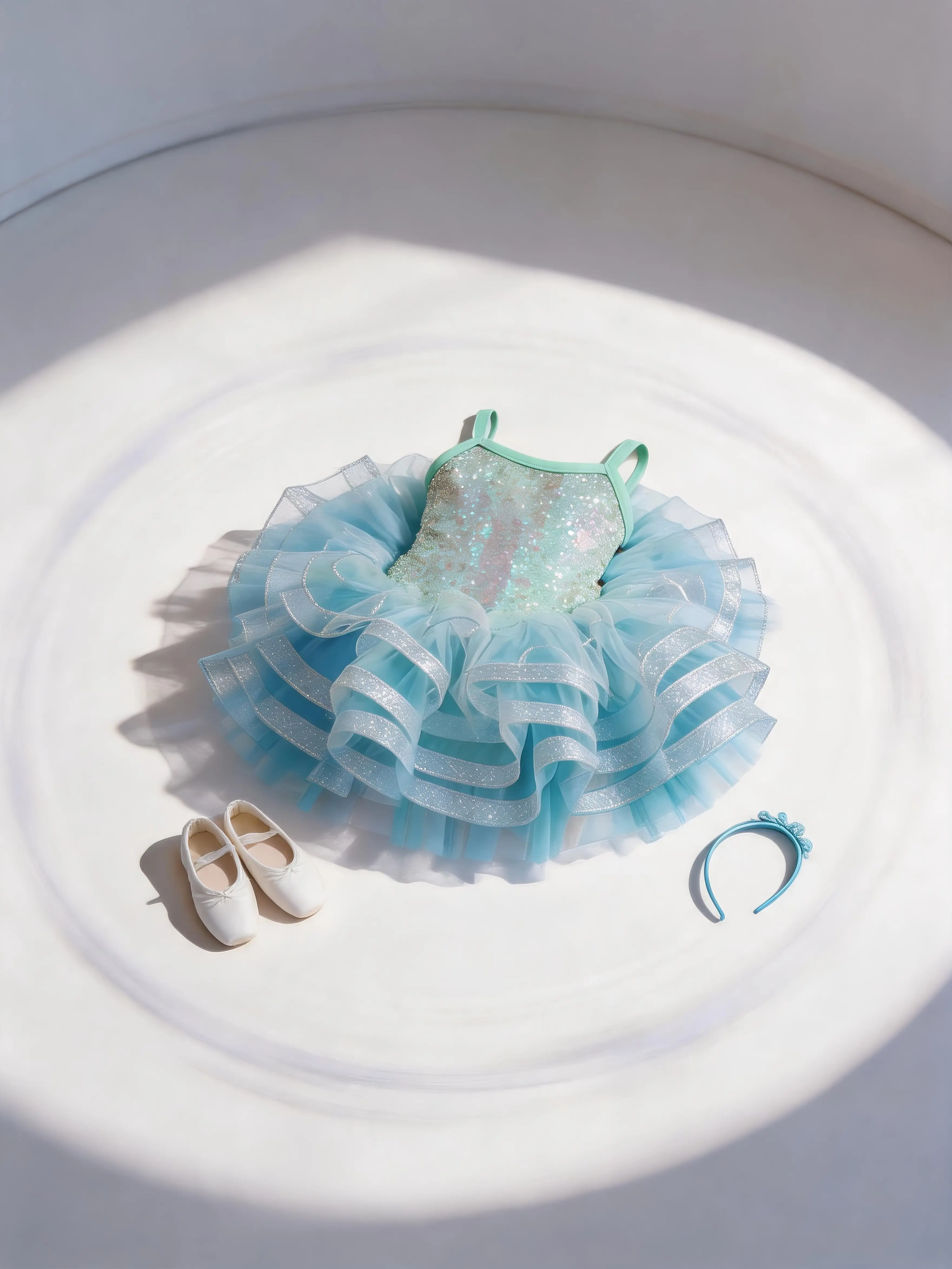 Sparkly Light Blue Princess Tutu Dress - Perfect for Recitals & Birthdays