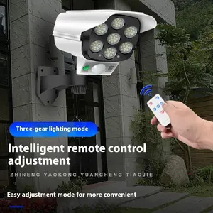 Security Dummy Camera Lamp 77 LEDs Motion Sensor Solar Night Lights Waterproof 3 Lighting Modes Home Porch Garden FloodLight