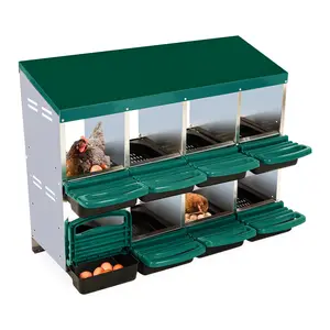 Nesting Box for Chickens, 8 Hole Chicken Nesting Box, Galvanized Steel Roll Away Nest Boxes With Lid Cover to Protect Eggs, Poultry Nest Boxes for Chickens Laying Egg
