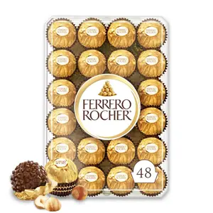 Ferrero Rocher Premium Milk Chocolate Hazelnut 48 Count Gourmet Crunchy Hazelnut Chocolates Gold Wrapped Gift Box for Special Occasions