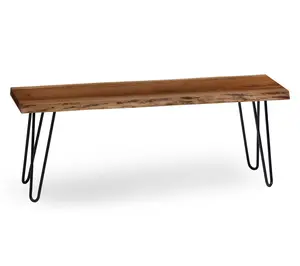Alaterre Furniture Natural Live Edge Bench withHairpin Legs