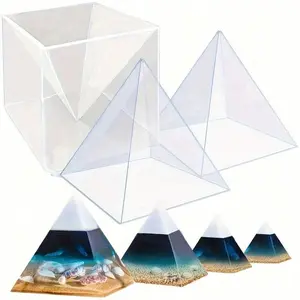 Large Silicone Pyramid Mold for Resin Crafts, Includes Inner Pyramid Mold and Plastic Frame, Durable Shiny Resin Mold for DIY Jewelry Making, DIY Kits