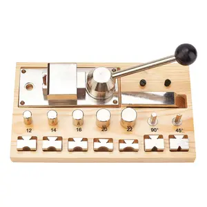 Professional Jewelry Ring Bender Set with Wooden Base - 12/14/16/20/22mm Dies & 45/90° Angles DIY Ring Shaping Tool for Silver & Copper