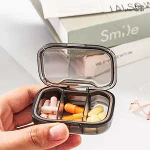 Portable Mini Pill Organizer, Travel Medicine Box with 3 Compartments, Compact and Clear Pill Box for Daily Am/pm Medication Storage