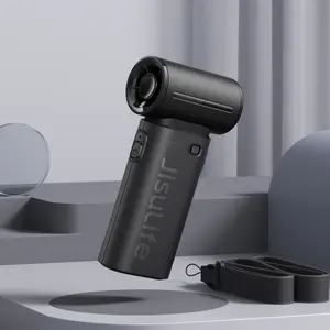 JISULIFE Handheld Fan Turbo Strong Wind Fashion Mini Pocket Fan 5 Speeds Up to 18H Cooling Rechargeable Portable Fan for Travel & Desk with Lanyard & USB Type-C Charging