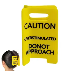 Overstimulated Caution Sign Hair Claw Clip, Yellow Caution Hair Clip, Hold On Partner Im Over Stimulated, Funny Hairs Claw Clips, Strong Grip Claws Clips for Thick Hairs, Super Cute Clips