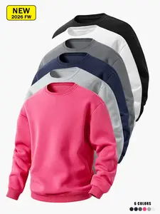 Men’s spring/autumn long-sleeve crewneck knit sweatshirt, loose and comfortable, breathable and skin-friendly, base layer shirt