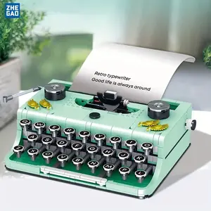 Zhegao Retro Simulation Typewriter Adult High Difficulty Nostalgic Classic Building Blocks Model Toy Block Gift XL01025