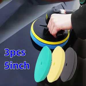 3Pcs 5 inch Polishing Pads,5'' Orbital Buffer Pads Hook and Loop Buffing Pads,Foam Polish Pad for Compounding,Polishing and Waxing,for 5'' Backing Plate,Hand Tools Kits