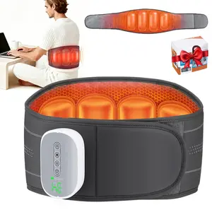 Cordless Heating Pad with Massager for Back, Air Compression Lower Back Massager with 3 Airbag Modes 4 Heat 4 Intensities Adjustable Heating Temperature, Heated Lumbar Waist Wrap Belt Gifts for Women Men Mom Dad