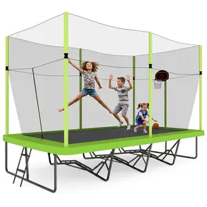 SkyBound Rectangular Trampoline with Enclosure Net 10x17 FT - Rectangle Trampolines Performance Build for Families and Athletes and Kids- Reinforced Welding Base - Gymnastics Trampoline Superior Bounce