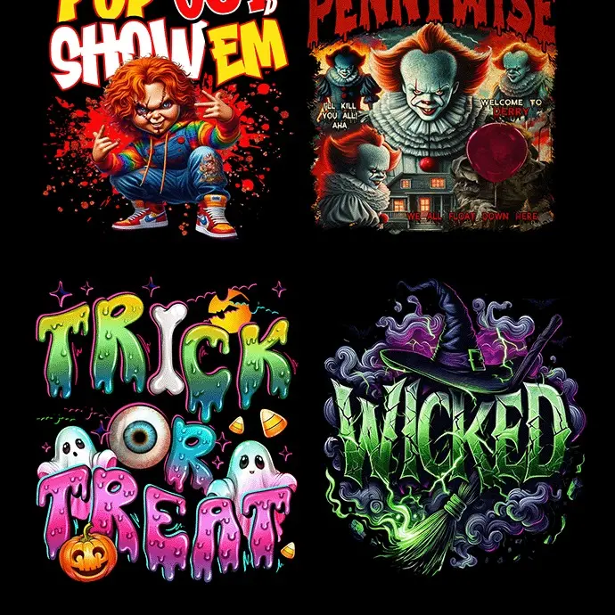 Colorful Halloween Custom DTF Gang Sheet - 100 in, 18 Prints, "They Not Like Us" Design for DIY Specialty Craft Supplies