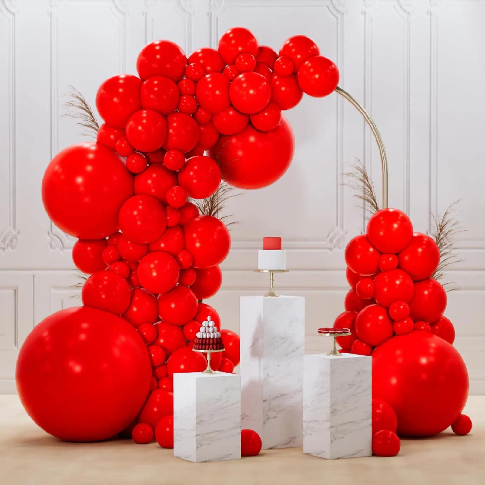 PartyWoo Red Balloons 99 pcs Different Sizes of 36 18 12 10 5 Inch Red Balloon Arch Kit Garland for Birthday Graduation Bachelorette Citizenship Anniversary Cherry Casino Party Decorations Red-Y57