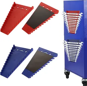 4 Pack Magnetic Wrench Organizer for Tool Box 48-Slot Magnetic Wrench Holder for Tool Box, Wall Mounted, SAE(1/4" - 1-1/16") and Metric(6mm-24mm)