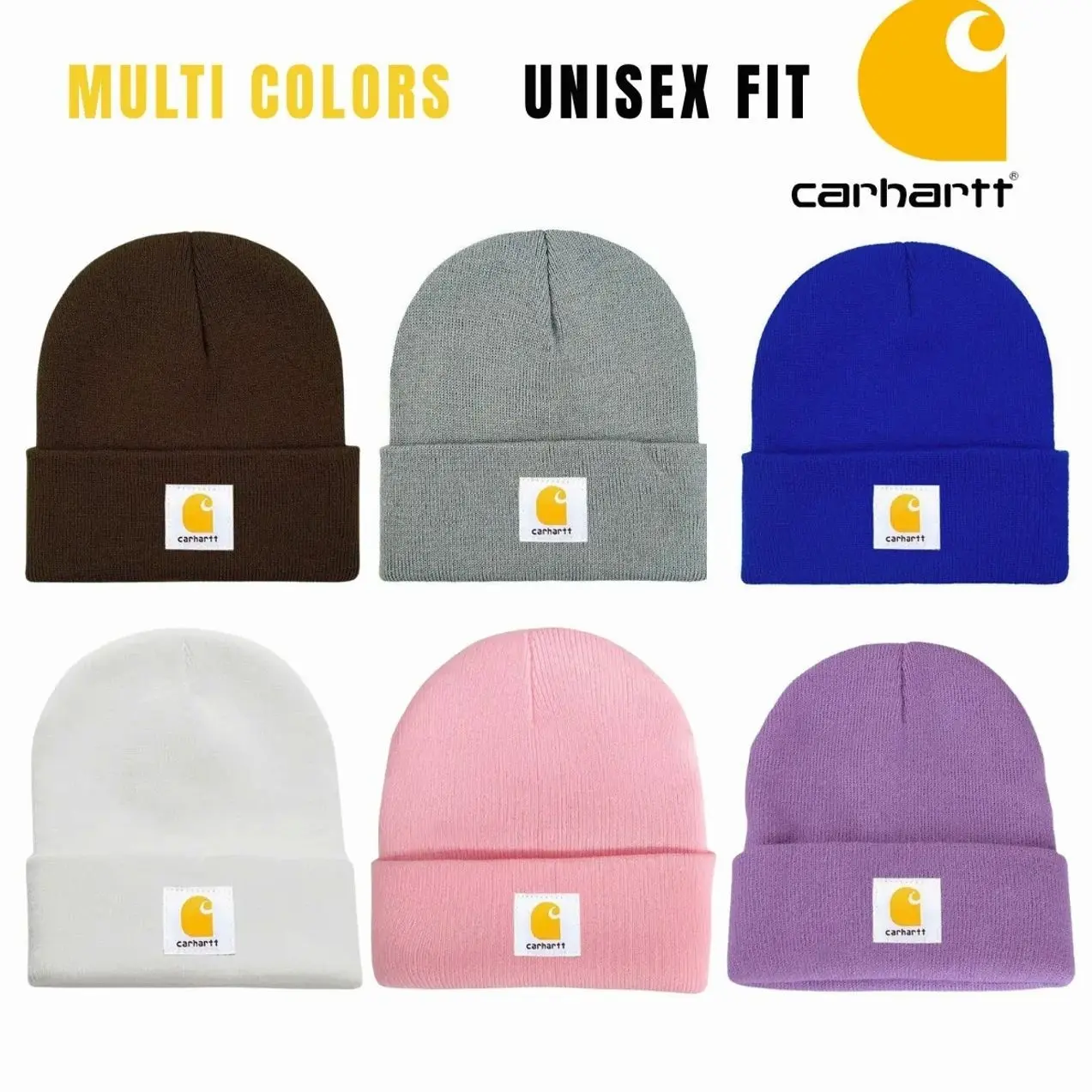 Carhartt Knit Cuffed Beanie – Unisex Winter Hat, Classic Acrylic Watch Cap with Signature Logo Patch, Warm Soft Stretch Skull Cap for Men Women, Cold Weather Outdoor Beanie, Multi Colors