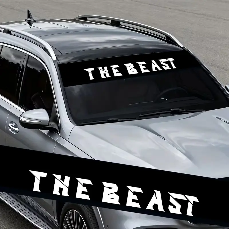 1PC  Multi-color Optional Beast Vinyl Car Sticker Is Waterproof, Sun-protected and Durable. Waterproof Vinyl Decals Suitable for Car Front Windshield Pickup Glass Metal Smooth Surface Scratches Block Colorful Laser Art Font Text Sticker