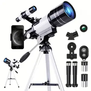 150x telescope, 70mm aperture telescope, high magnification, equipped with a tripod, phone adapter, and wireless remote control, mobile phone telescope, portable astronomical telescope