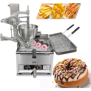 Kolice Commercial Gas Heating Donuts Frying Machine Donuts Maker Doughnut Frying Making Machine with 3 Different Molds, Chicken Legs/Popcorn Chicken Fryer