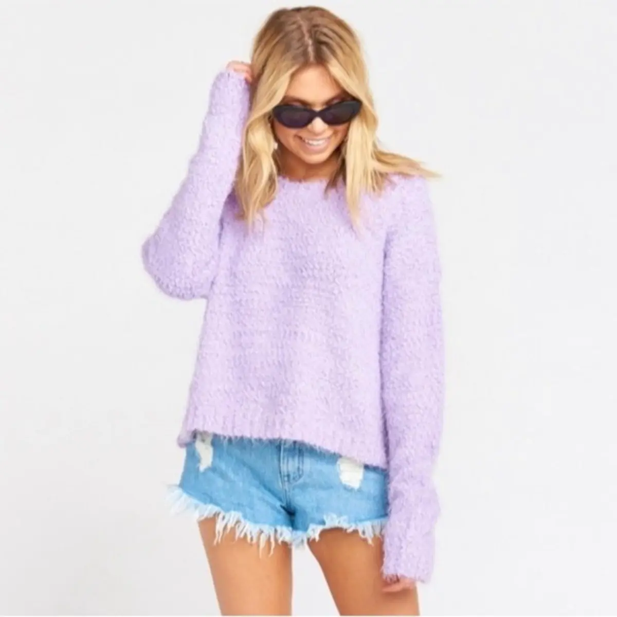 Show Me Your Mumu sweater women’s Large lavender popcorn knit sweater